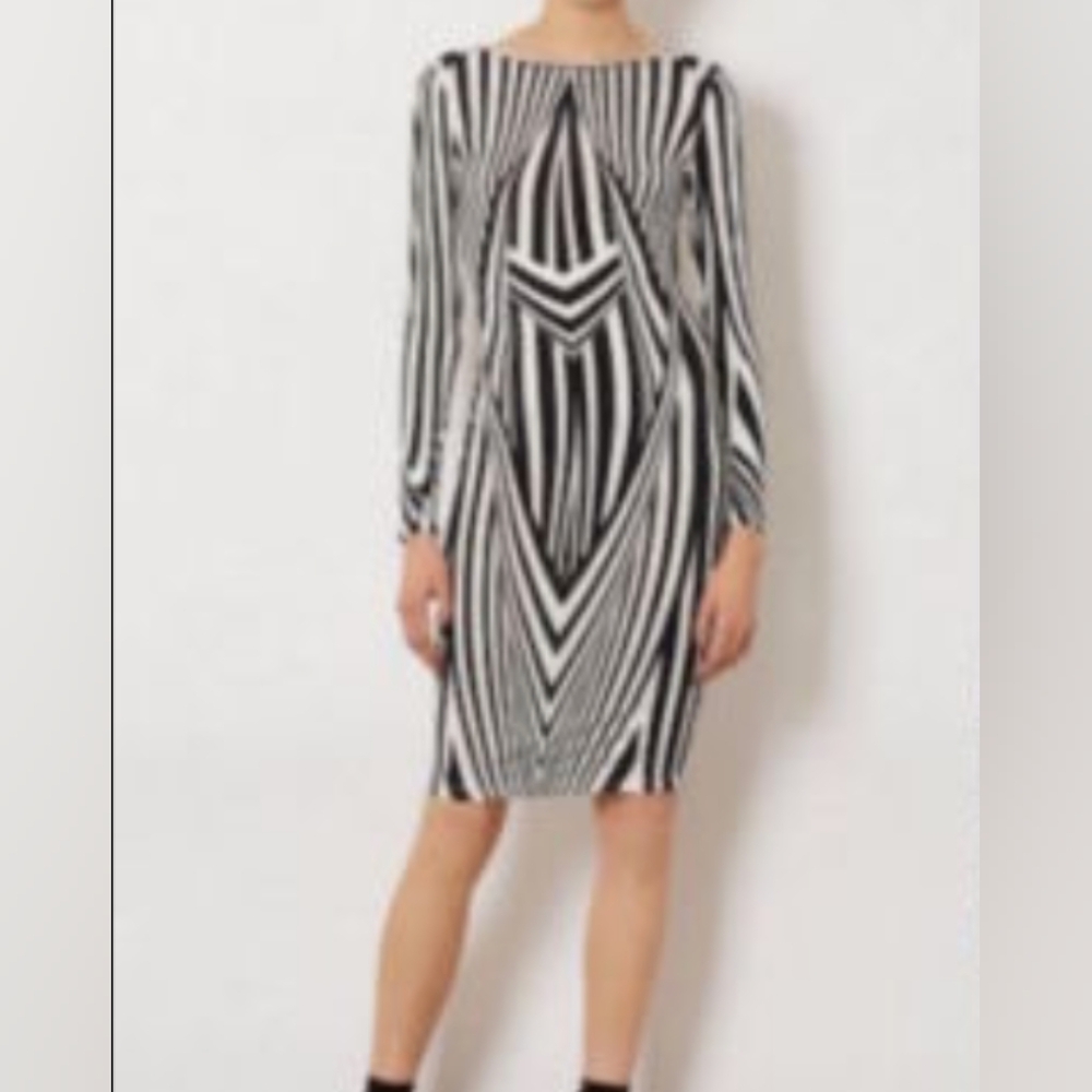 Topshop Black and White Striped Dress